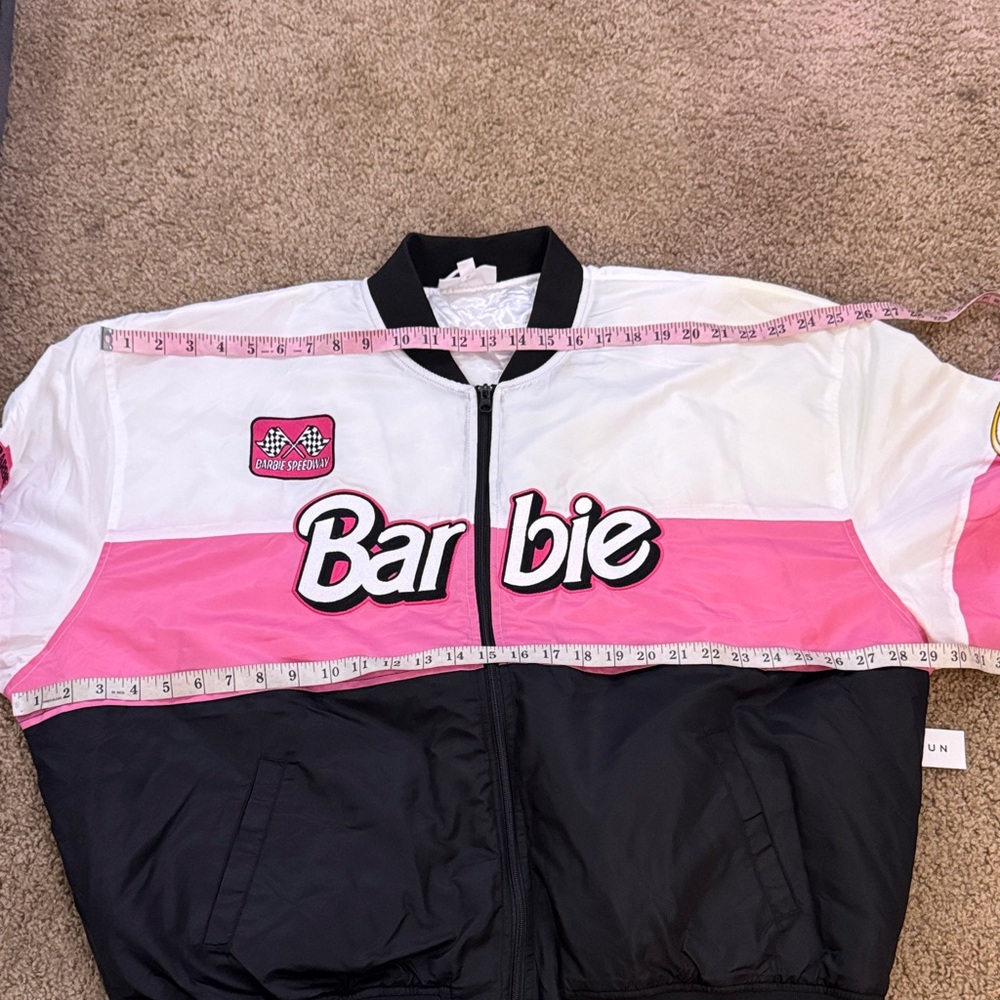 Pacsun x Barbie Black White Pink Quilted Racer Motorcycle Jacket - Picture 12 of 16